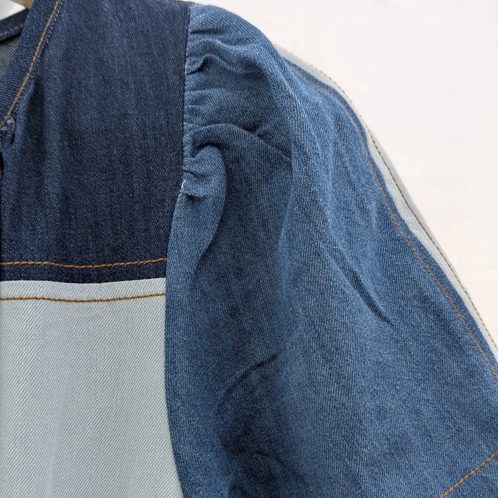 Anthropologie | The Somerset Demin Blue Patchwork Dress Medium - Picture 8 of 16
